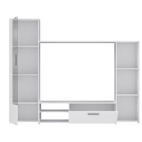 Paroi meuble TV - Blanc mat - L 220,4 x P41,3 x H177,5 cm - Photo n°3; ?>