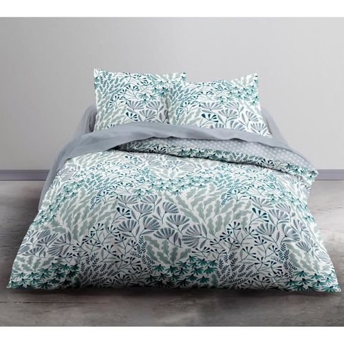 Parure de lit 2 personnes 220X240 Coton imprime blanc Floral SUNSHINE 3 - Photo n°2; ?>