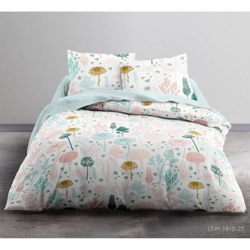 Parure de lit 2 personnes 220X240 Coton imprime blanc Floral SUNSHINE - Photo n°2; ?>