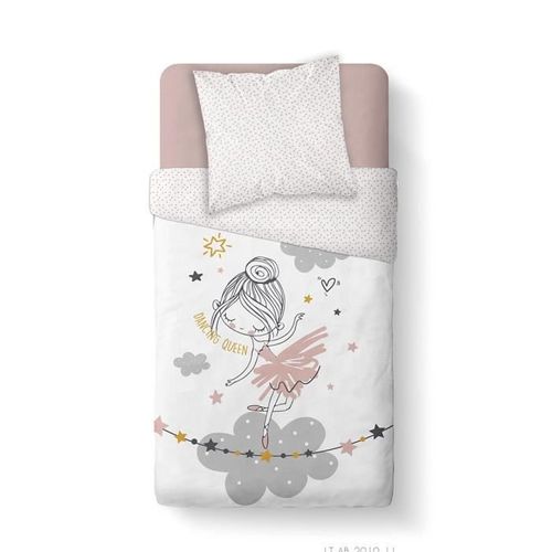 Parure de lit Kids Kool - 1 personne - 140 x 200 cm - 100% coton - Blanc et gris Motif Enfant - TODAY - Photo n°2; ?>