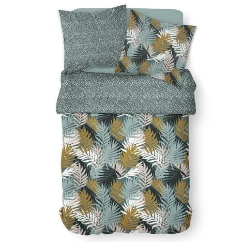 Parure de lit Mawira - 2 personnes - 260 x 240 cm - 100% coton - Bleu Motif Tropical - TODAY - Photo n°2; ?>
