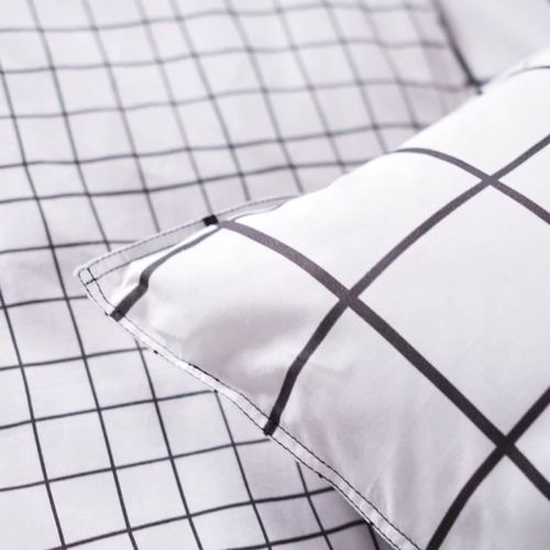 Parure de lit Sunshine - 2 personnes - 220 x 240 cm - 100% coton - Blanc Motif A carreaux - TODAY - Photo n°3; ?>