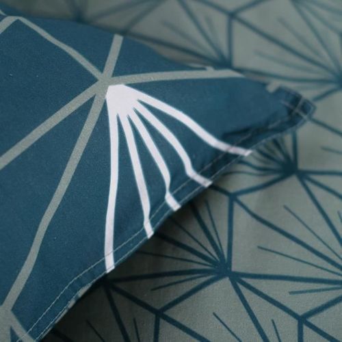 Parure de lit Sunshine - 2 personnes - 220 x 240 cm - 100% coton - Bleu Motif Géométrique - TODAY - Photo n°2; ?>