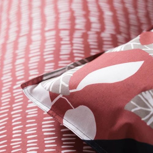 Parure de lit Sunshine - 2 personnes - 240 x 260 cm - 100% coton - Rouge Motif Floral - TODAY - Photo n°2; ?>