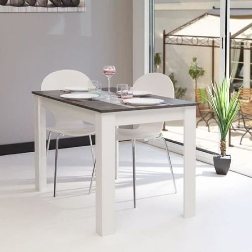 Table a manger 4 a 6 personnes style contemporain mélaminée blanc mat et décor béton - L110xl70 cm - Photo n°3; ?>