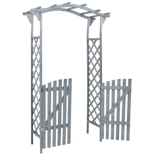 Pergola avec portail Gris 120x60x206 cm Bois de sapin massif - Photo n°2; ?>