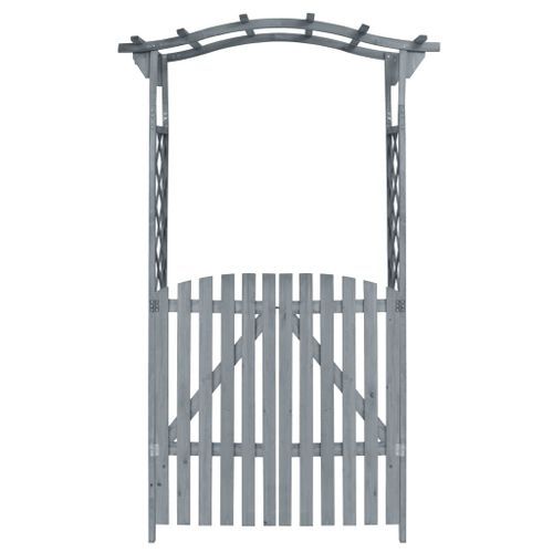 Pergola avec portail Gris 120x60x206 cm Bois de sapin massif - Photo n°3; ?>