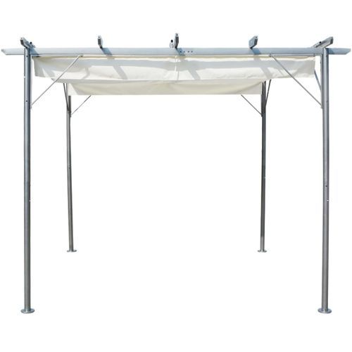 Pergola avec toit réglable 3 x 3 m Acier Blanc crème - Photo n°3; ?>