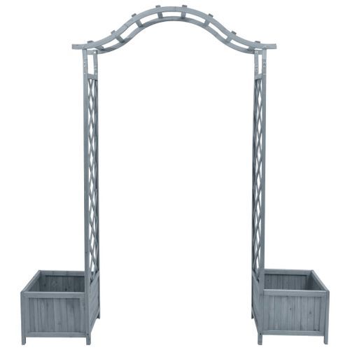 Pergola et pot de fleurs Gris 180x40x205cm Bois de sapin massif - Photo n°2; ?>