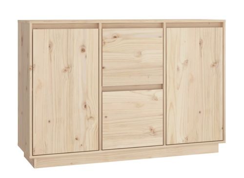 Petit buffet 2 portes 2 tiroirs en bois massif de pin Romane – Style classique et fonctionnel - Photo n°3; ?>