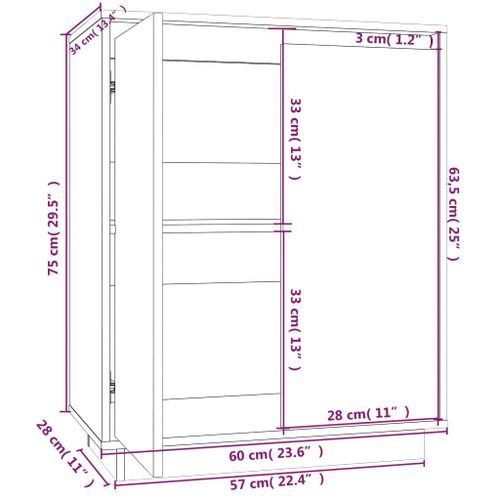 Petit meuble de rangement 2 portes en bois massif de pin – Collection Vizion - Photo n°3; ?>