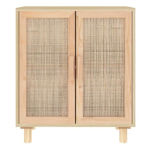 Petit meuble de rangement en bois 2 portes en Rotin naturel 60 cm - Modèle Kaliga - Photo n°3; ?>