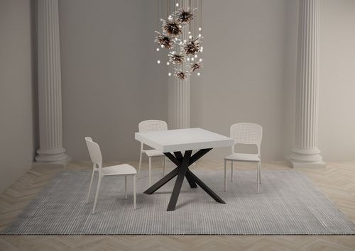 Petit table carrée extensible 90x90 à 194 cm blanc et anthracite Karzy - Photo n°3; ?>