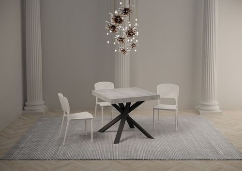 Petit table carrée extensible 90x90 à 194 cm gris ciment et anthracite Karzy - Photo n°3; ?>