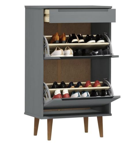 Petite armoire à chaussures en bois de pin Leva L 60 x H 103 x P 35 cm – Compacte et Élégante - Photo n°2; ?>