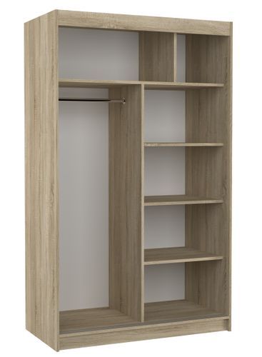 Petite armoire de chambre bois clair Sonoma avec 2 portes coulissantes Keria 120 cm - Photo n°3; ?>