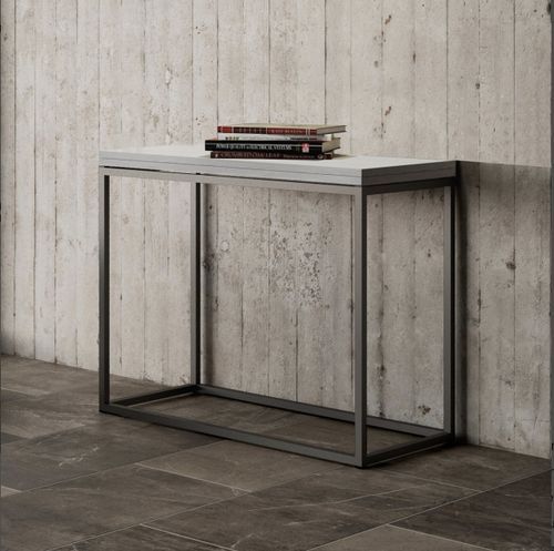 Petite console extensible bois et pieds fins métal anthracite Noro - Photo n°2; ?>