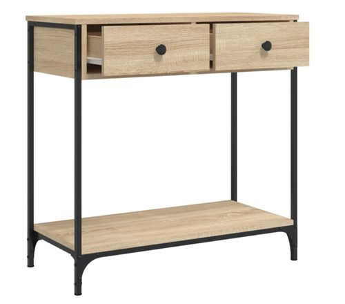 Petite console fixe 2 tiroirs avec cadre en métal noir Alexo – Style industriel - Photo n°2; ?>