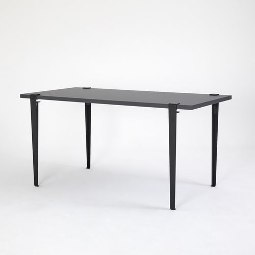 Petite table à manger bois anthracite et pieds acier noir Bazika 150 cm - Photo n°3; ?>
