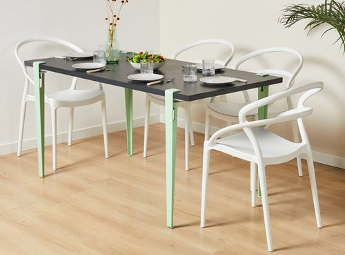 Petite table à manger bois anthracite et pieds acier vert menthe Bazika 150 cm - Photo n°2; ?>
