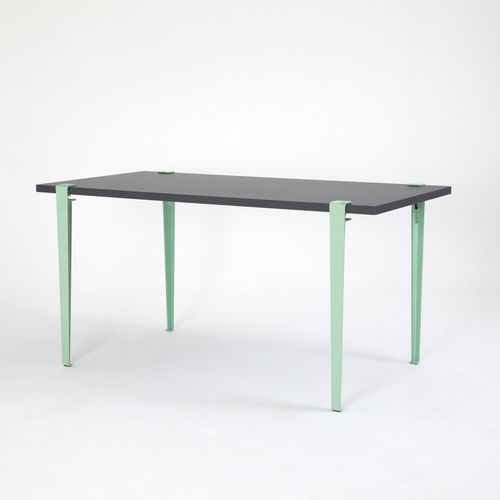 Petite table à manger bois anthracite et pieds acier vert menthe Bazika 150 cm - Photo n°3; ?>