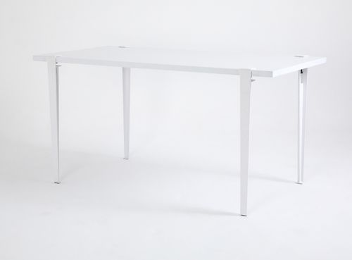 Petite table à manger bois blanc et pieds acier blanc Bazika 150 cm - Photo n°3; ?>
