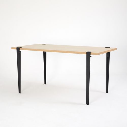 Petite table à manger bois clair et pieds acier noir Bazika 150 cm - Photo n°3; ?>