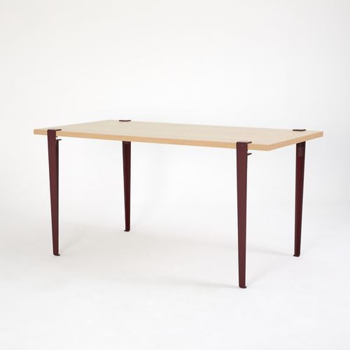 Petite table à manger bois clair et pieds acier bordeaux Bazika 150 cm - Photo n°3; ?>