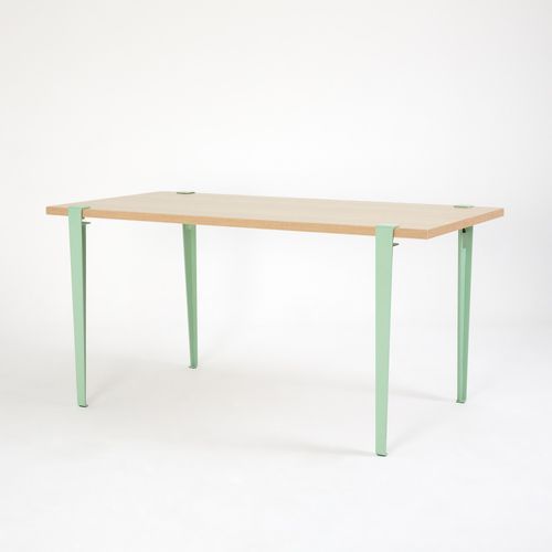 Petite table à manger bois clair et pieds acier vert menthe Bazika 150 cm - Photo n°3; ?>