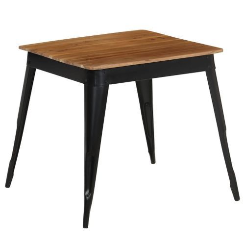 Petite table à manger carrée en bois d'acacia et acier noir 75 cm - Style industriel - Photo n°2; ?>