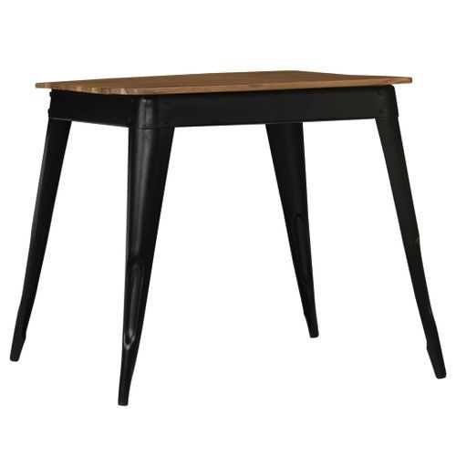 Petite table à manger carrée en bois d'acacia et acier noir 75 cm - Style industriel - Photo n°3; ?>