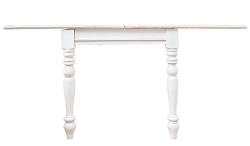 Petite table carrée extensible de 80 cm en bois de manguier blanc patiné Kolita 80/160 cm - Photo n°3; ?>