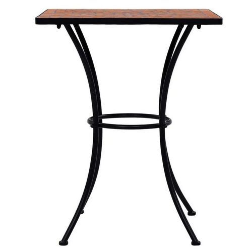 Petite table de jardin carrée céramique marron et métal noir Keani - Photo n°2; ?>