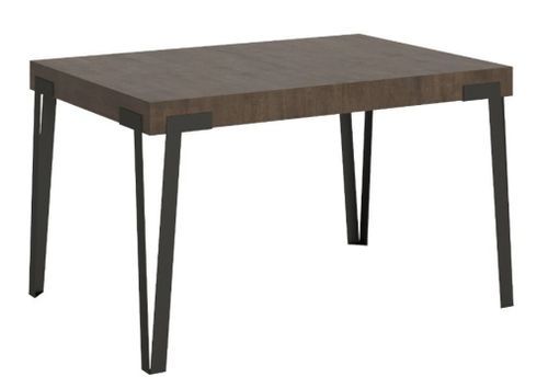 Petite table extensible rectangulaire 4 à 10 personnes bois marron et pieds métal anthracite L 130 à 234 cm Konta - Photo n°3; ?>