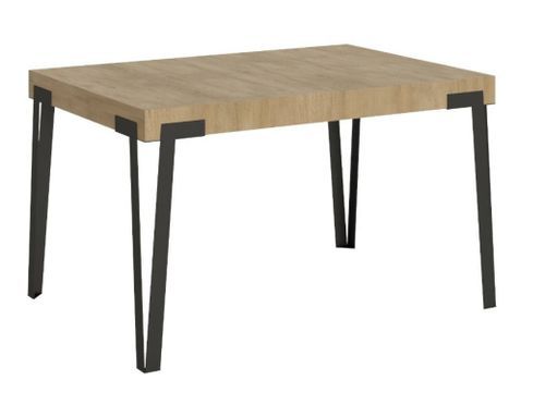 Petite table extensible rectangulaire bois clair et pieds métal anthracite L 130 à 234 cm Konta - Photo n°3; ?>