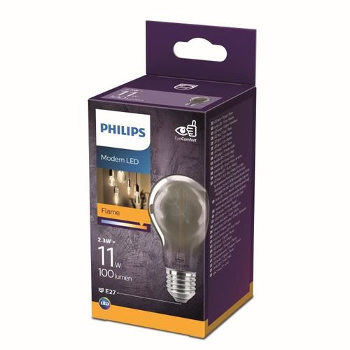 Philips ampoule LED Equivalent 11W E27 Blanc chaud smoky non dimmable, Verre - Photo n°2; ?>