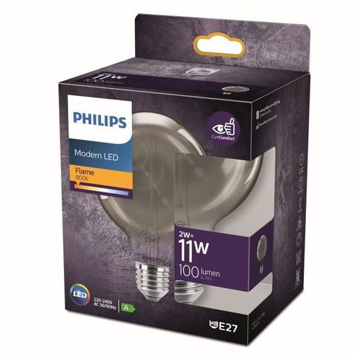 Philips ampoule LED Equivalent 11W E27 smoky Blanc chaud non dimmable, Verre 2 - Photo n°2; ?>