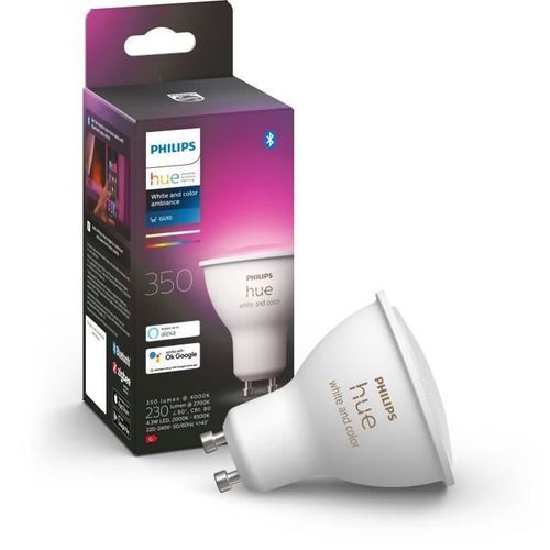 PHILIPS Hue Connectée White & Color Ambiance - Ampoule LED GU10 - Compatible Bluetooth - Photo n°2; ?>