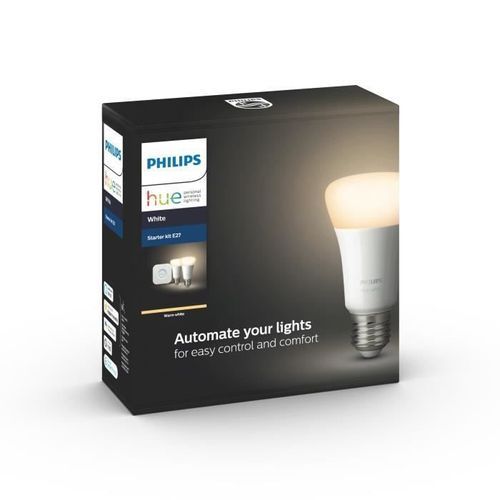 PHILIPS HUE Pack de 2 ampoules White - 9,5 W - E27 - Bluetooth - Photo n°2; ?>