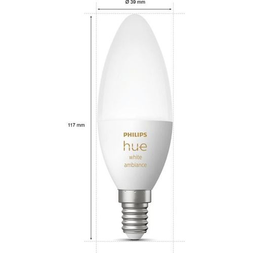 PHILIPS Hue White Ambiance - Ampoule LED connectée flamme E14 - 6W - Compatible Bluetooth - Photo n°2; ?>