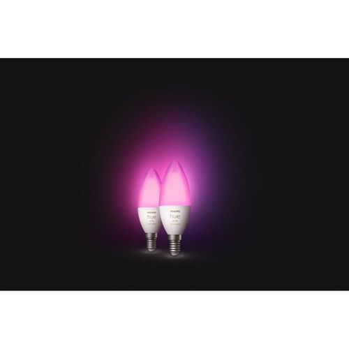 PHILIPS Hue White & Color Ambiance - Ampoule LED connectée flamme E14 - 5,5W - Compatible Bluetooth - Pack de 2 - Photo n°3; ?>