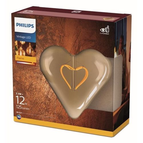 PHILIPS LED Heart Vintage Filament 2 - 3 équivalent 12W E27 - Claire Ambrée blanc chaud - Photo n°2; ?>