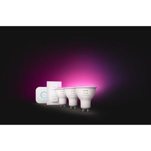 PHILIPS White & Color Ambiance Kit de démarrage ampoule LED connectée GU10 - Pack de 3 - Photo n°3; ?>