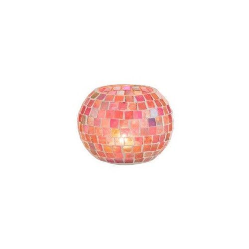 Photophore boule verre rose à mosaïque Veeda H 8 cm - Photo n°2; ?>