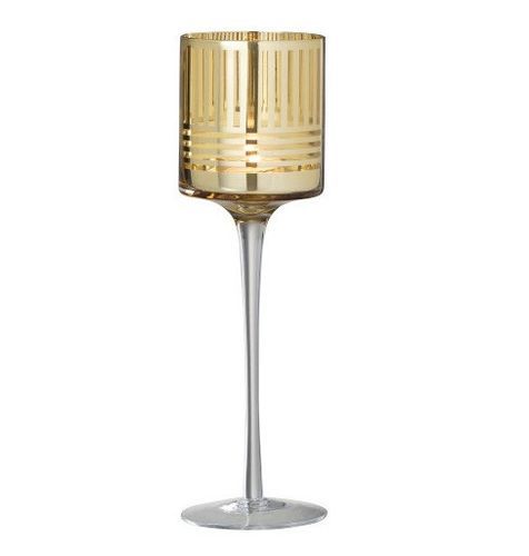 Photophore sur pied verre doré Narsh - Photo n°2; ?>