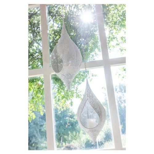 Photophore suspendu métal blanc Omani H 53 cm - Lot de 4 - Photo n°3; ?>