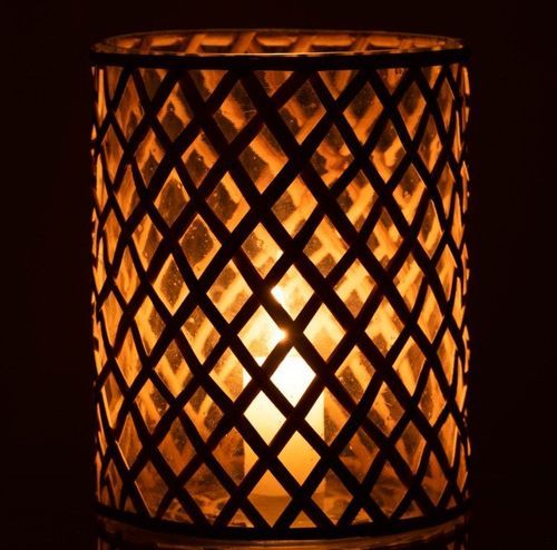 Photophore verre et bois clair Azura H 28 cm - Photo n°3; ?>