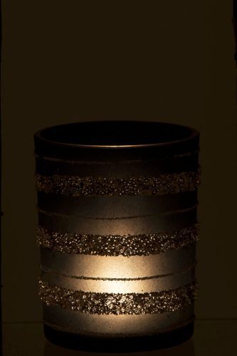 Photophore verre noir et paillettes dorées Ysarg 2 - Photo n°3; ?>