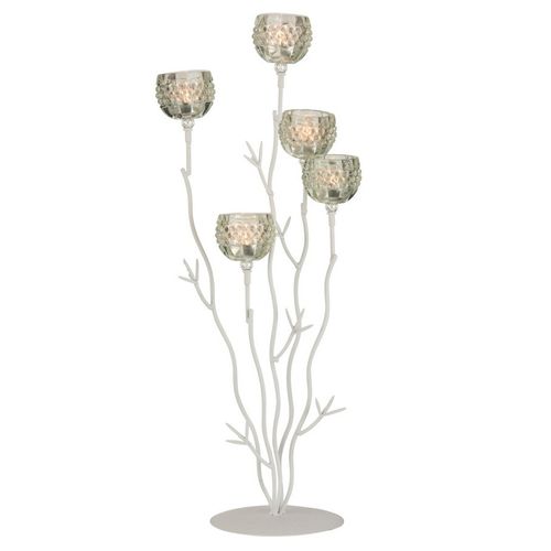 Photophore verre vert et métal blanc Uchi H 66 cm - Photo n°2; ?>