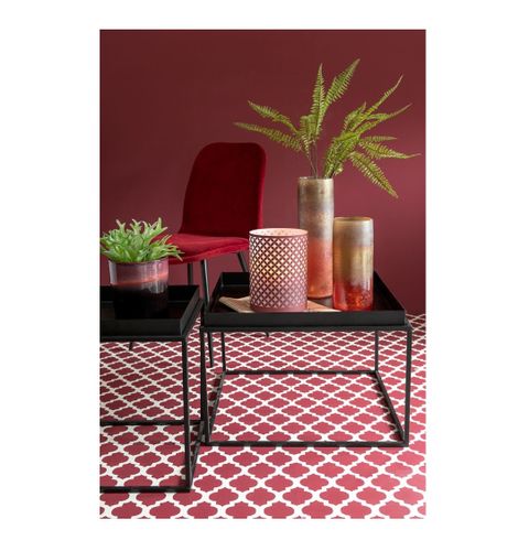 Photophores à motifs verre rouge et blanc Winno H 24 - Photo n°3; ?>